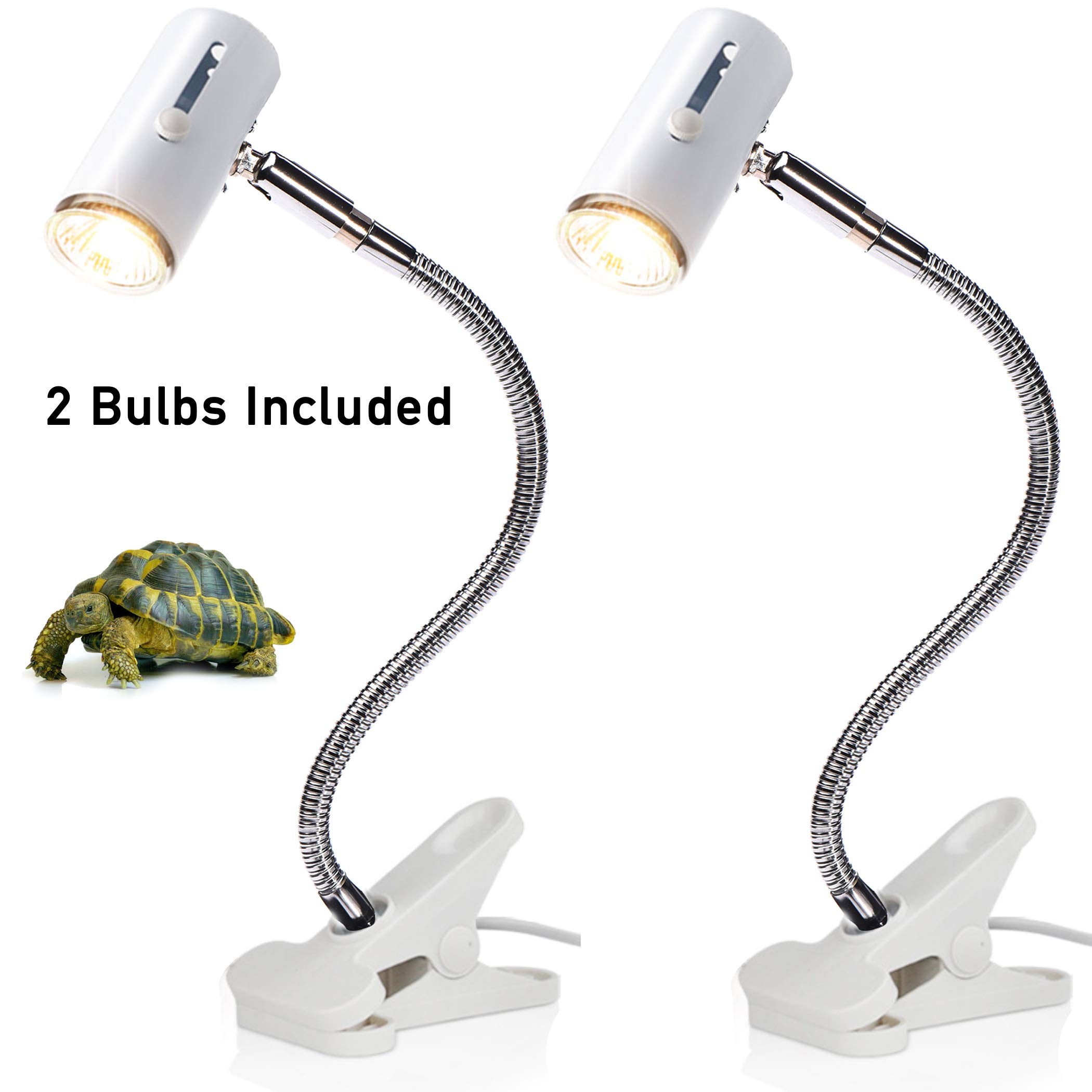 (2 Pack) CalPalmy UVA and UVB Light and Heat Lamp CE Certified White