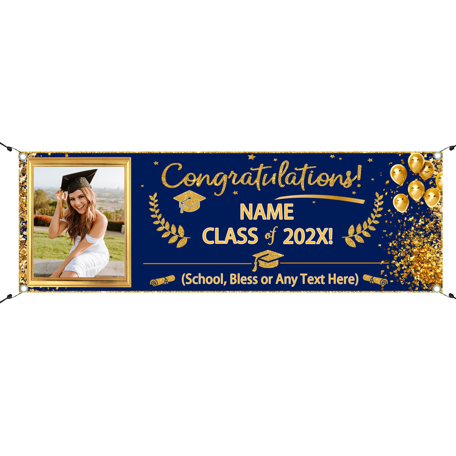 FAHOXUMR Personalised Graduation Banner Class of 2026 Graduation Banner as Graduation-Party Decorations, Custom Grad Backdrop as Personalised Gifts for Grad Day (3.3x10 ft-Blue)