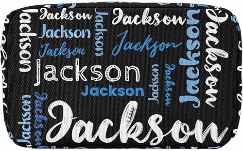 Miniatura 5 de InterestPrint Bolsa de almuerzo personalizada con nombre para hija e hijo, bolsas de almuerzo con monograma azul personalizadas, bolsa de almuerzo