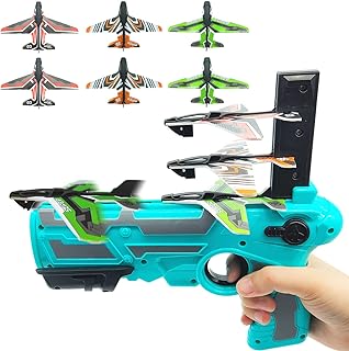 Airplane Toy for Kids Boys 4 5 6 7 8 9 10, Bubble Catapult Plane Toy Airplane, One-Click Ejection Model Foam Airplane Shooting Game, Toys with 6pcs Glider Airplane Launcher for Birthday Party Favors