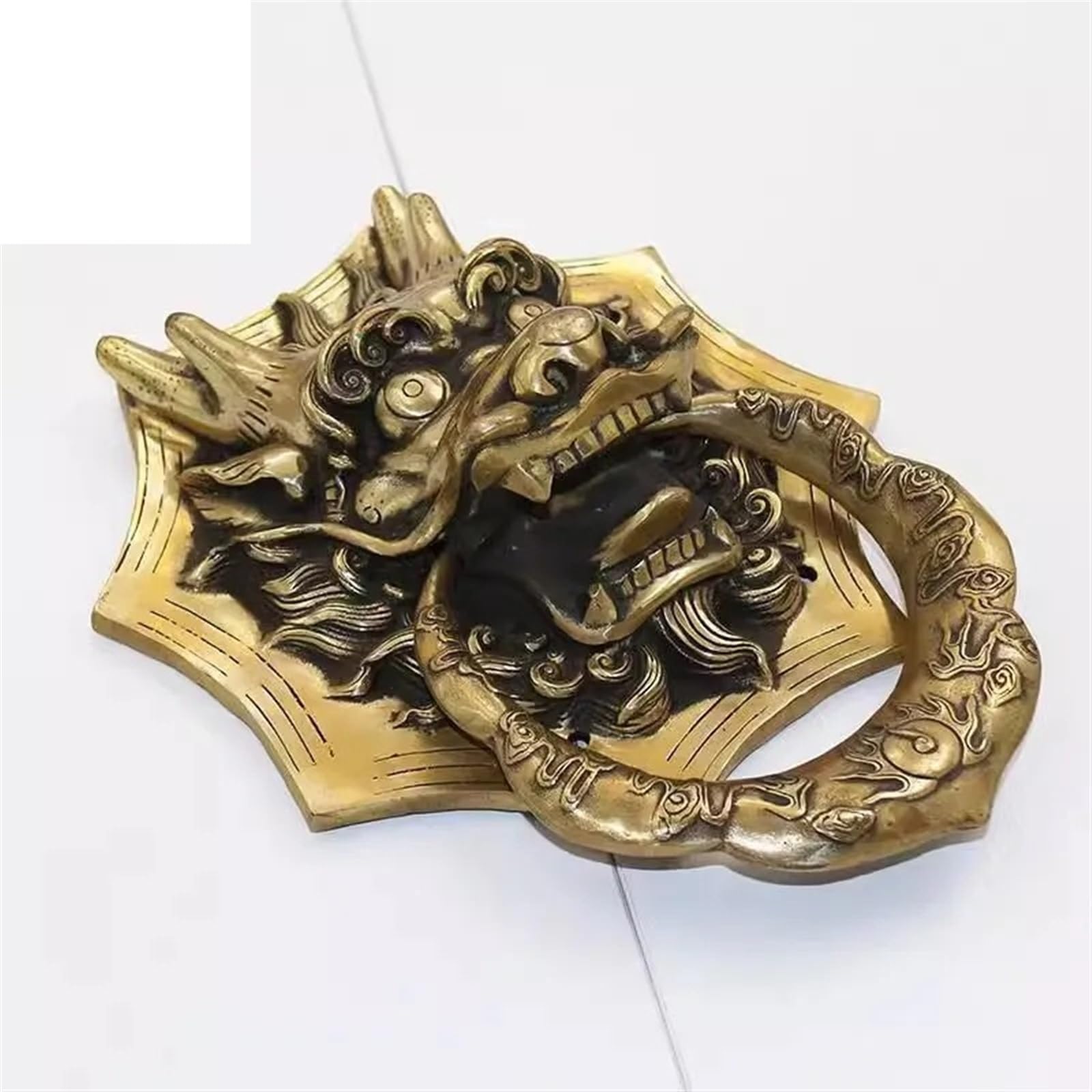 Heurtoir de porte Heurtoir de porte en laiton forme dragon, poignées meubles cour villa bois, heurtoir bronze, décoration la maison