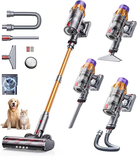 SunSare Aspirateur Balai sans Fil, 600W/50KPA/65Mins Aspirateur sans Fil Puissant