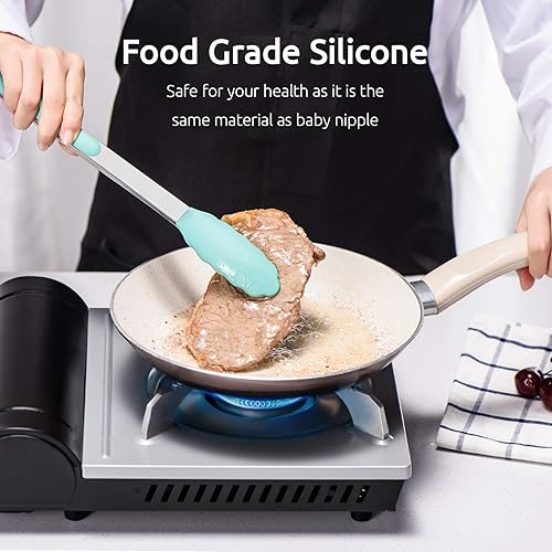 Miniatura 8 de U-Taste Juego de 10 pinzas de cocina de silicona resistentes al calor de 600 °F, taza medidora de acero inoxidable 18/8 y cuchara, juego de 10