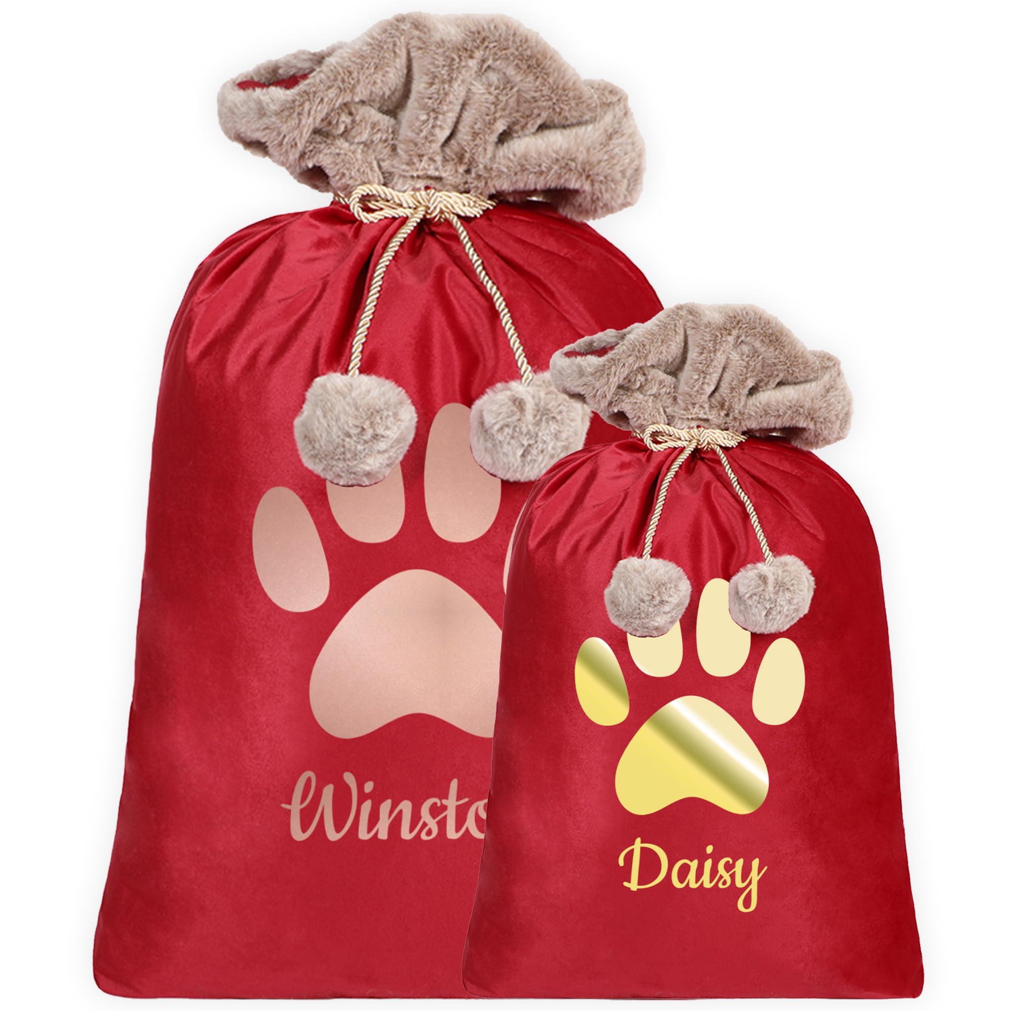 Print Maniacs Red Personalised Velvet Santa Stocking Sack With Luxury Fur Trim