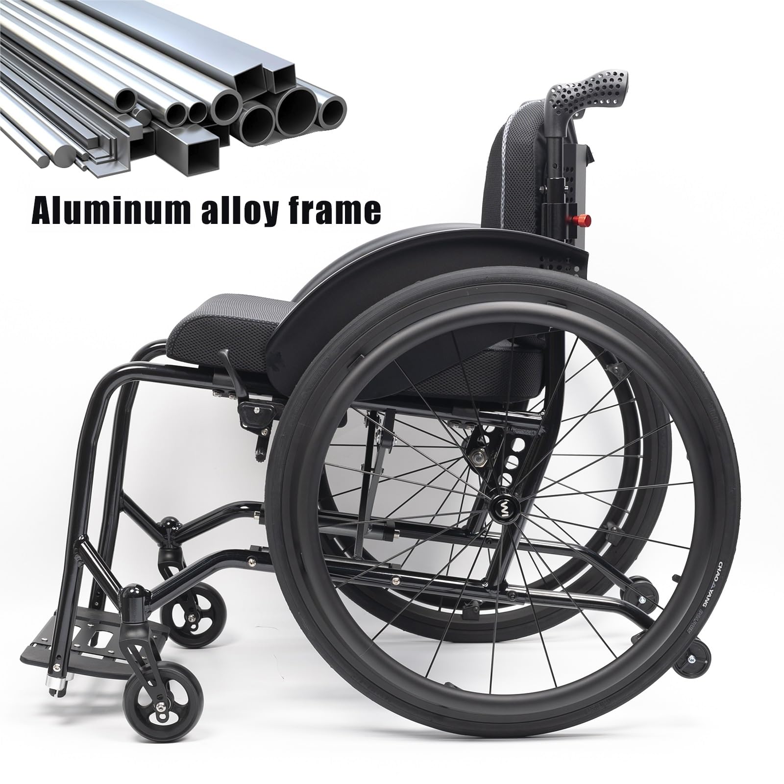 Silla De Ruedas Deportiva Ligera Plegable Todo Terreno,Ultraligera de Aleación de Aluminio，sillas De Ruedas Manuales Autopropulsadas,Desbloqueo Rápido,Transporte Fácil(Seat width 38cm/15in)