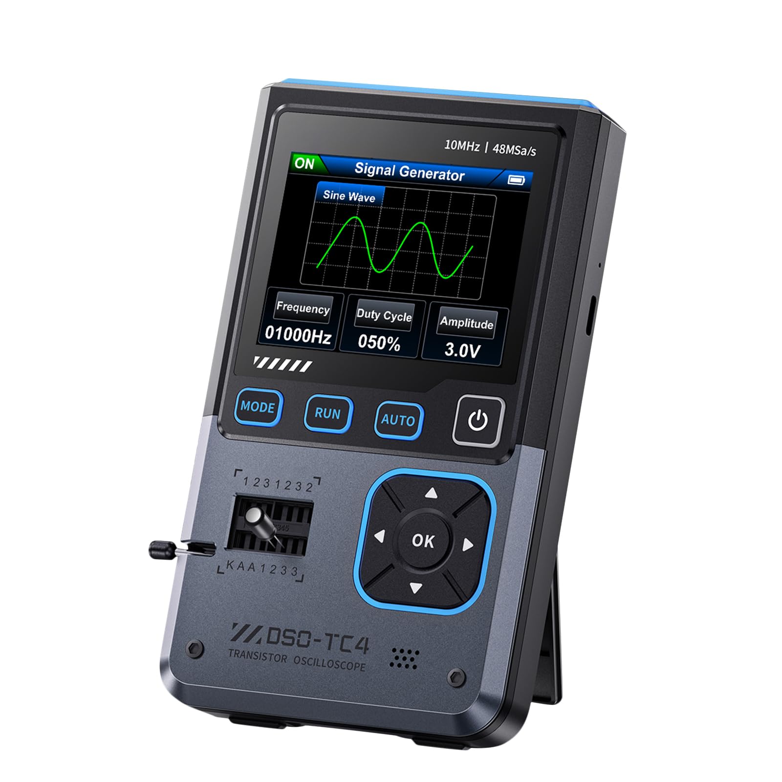 Oszilloskop Multimeter, 3 in 1 Handheld Oscilloscope mit 10MHz Bandbreite, 48MSa/s Abtastung, 2.8" TFT Display Signaenerator, USB Transistor Tester