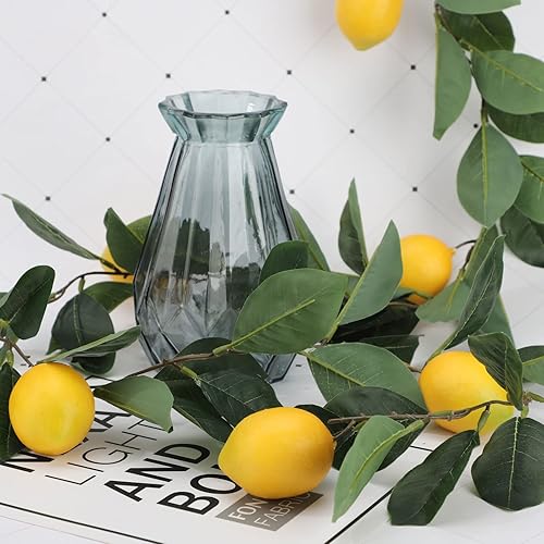 Miniatura 2 de Kuppn - Guirnalda de limón artificial, guirnalda de frutas artificiales con limones amarillos falsos y hojas verdes, simulación de verano de 76.8 in