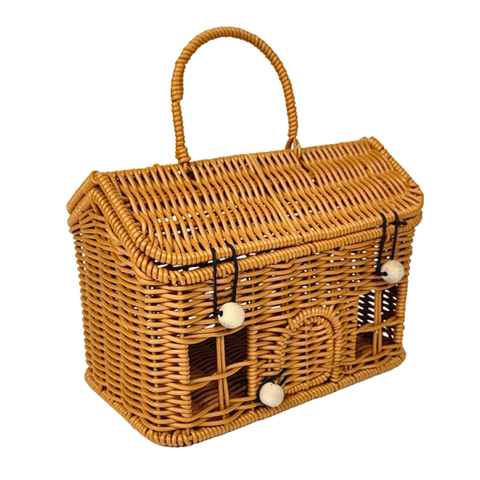 Creative House Shape Woven Rattan Storage Basket Featuring Portable Handle for Home Decors Picnics Gift User Friendly Materials House Basket