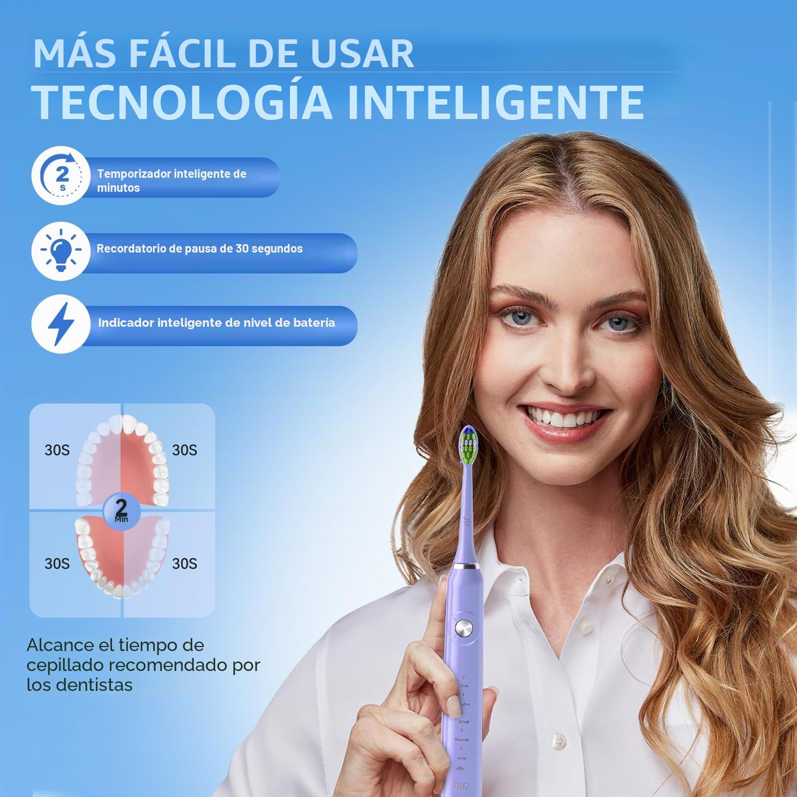 JTF Cepillo de Dientes Electricos Sónico Adultos, 6 Cabezales y IPX7, 40000 VPM y 5 Modos, Sensor de Presión y Temporizador de Cepillado Ultrasónicos para Mujer Hombres Electric Toothbrush con Estuche
