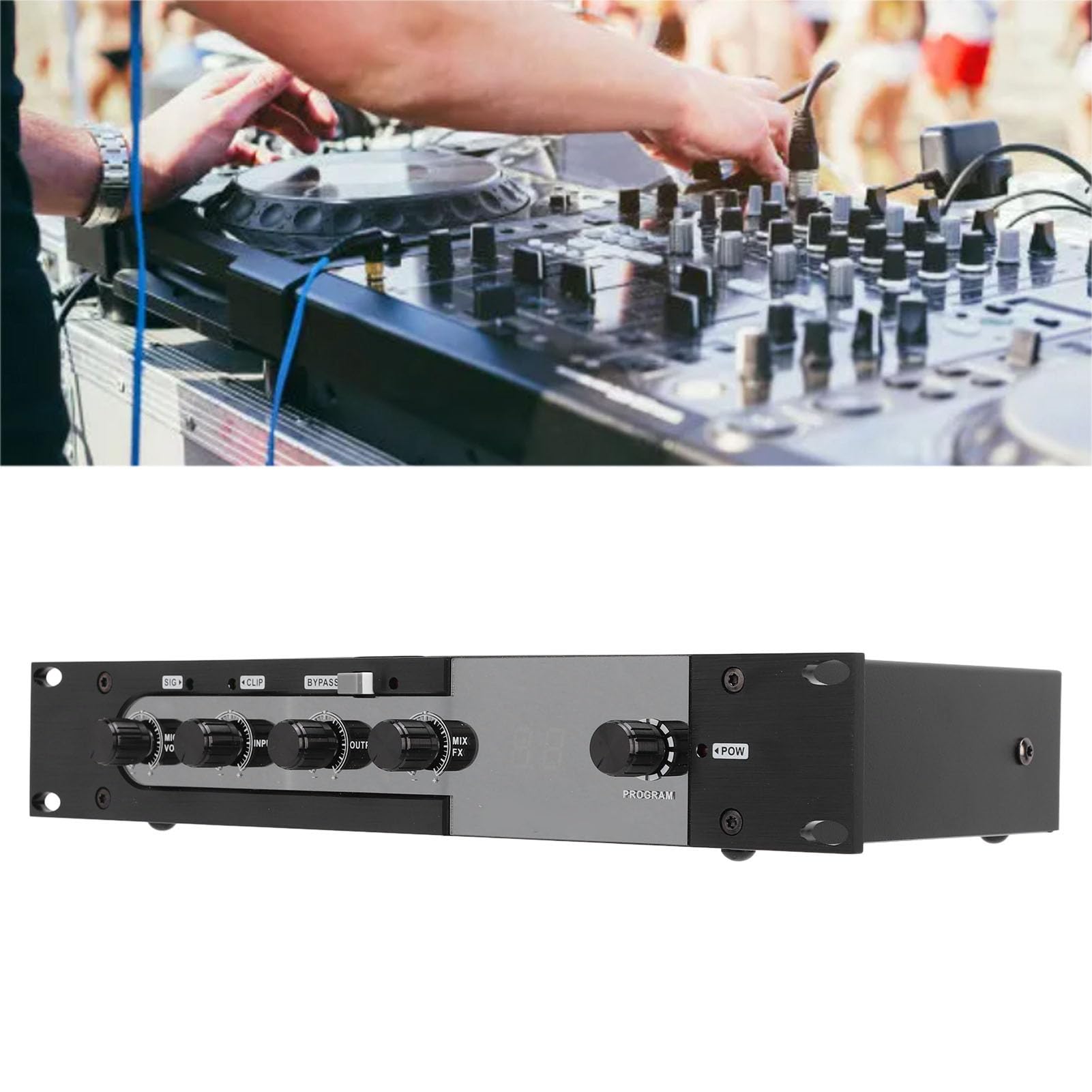 Procesador de Efectos de Sonido Digital, 100-240V 99 DSP Efectos Preestablecidos Mezclador Digital de Metal para Presentación Profesional (Enchufe de la UE)