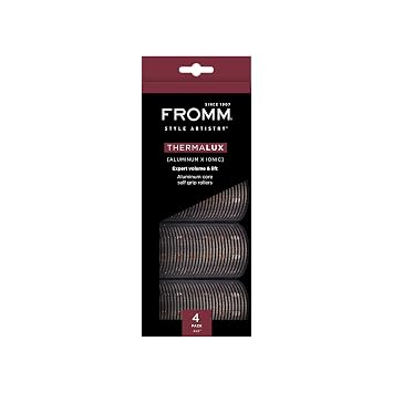 Fromm Thermalux Aluminum Hair Rollers, Professional Self-Grip Hair Rollers with Aluminum Core & Ionic Technology for Volume, Waves & Curtain Bangs, Ideal for Long, Thick or Layered Hair, 2, 4-Pack
