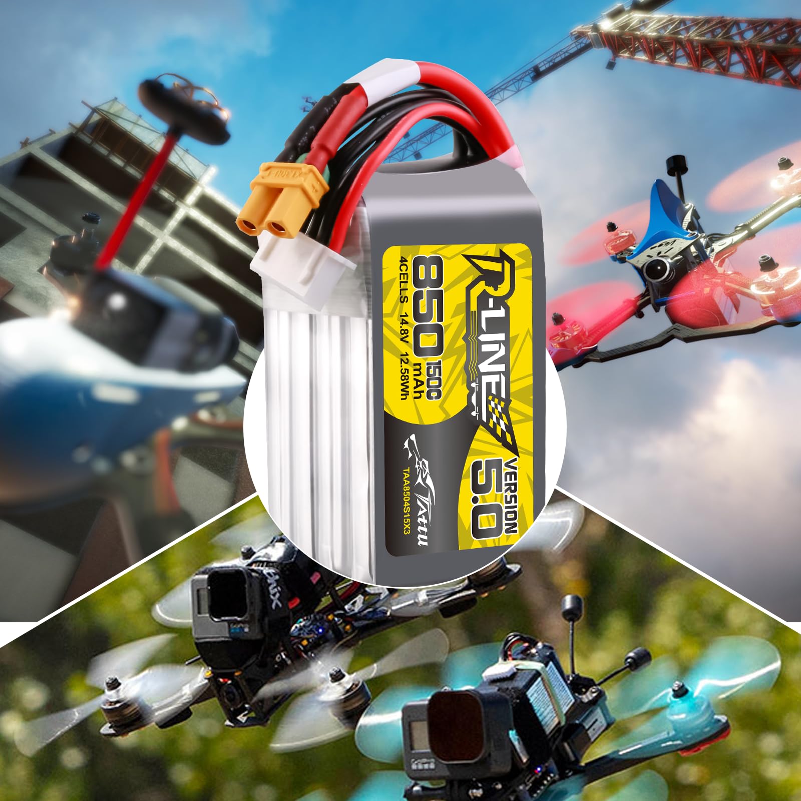 TATTU 4S Lipo akumulator 850 mAh 14,8 V 150C XT30 do dronów FPV 3-5 cali