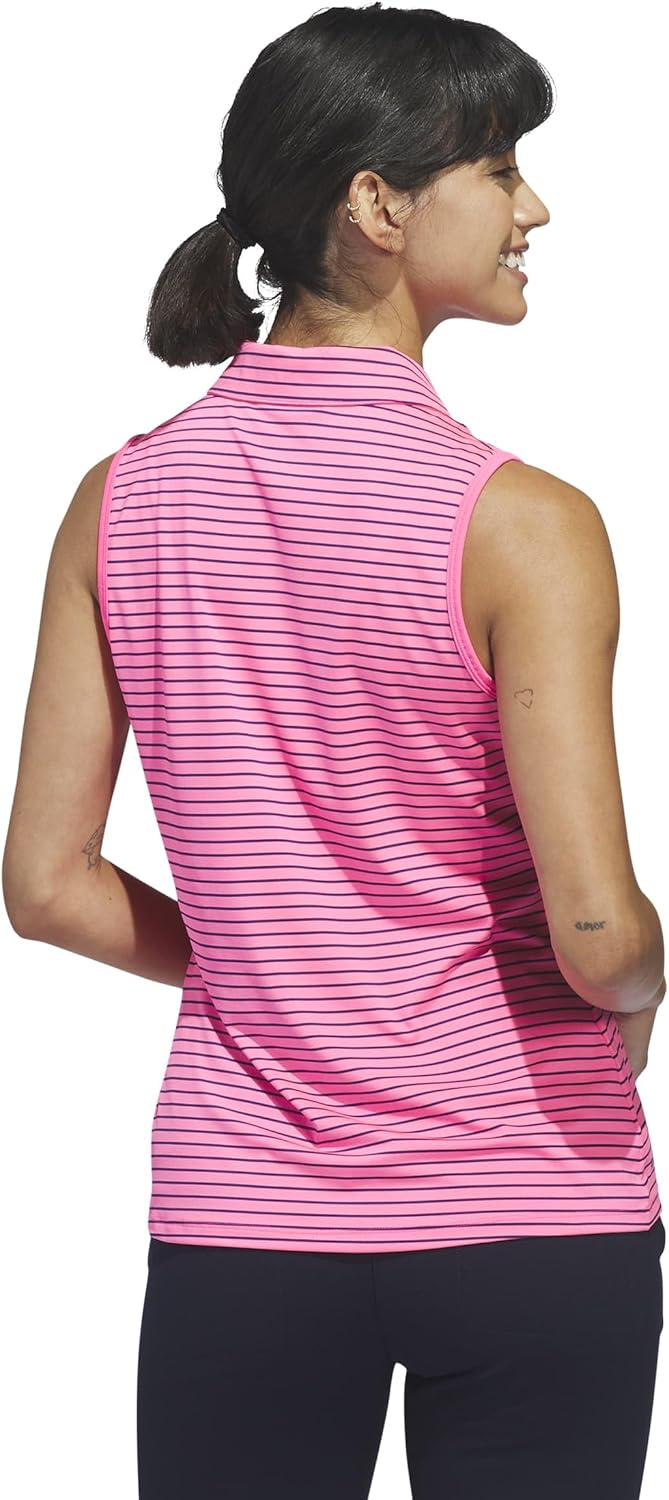 adidas Womens Performance Stripe Sleeveless Polo