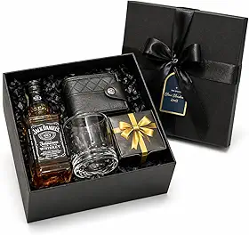 Kit Presente Masculino com Whisky 375ml, Copo, Carteira e Bombons | Presente para Dia dos Pais, Namorado, Natal e Aniversário (Presente - Whisky No7 Tradicional)