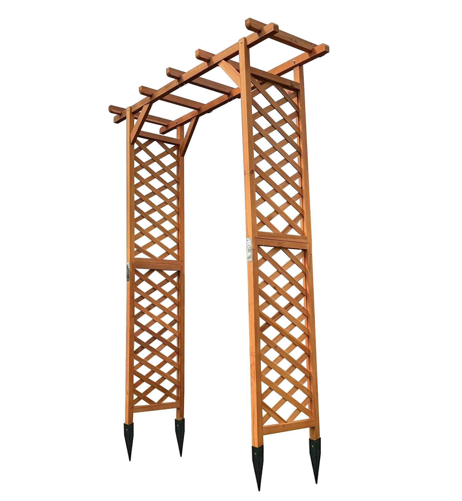 Selections Wooden Garden Arch with Square Top (Tan) & Metal Ground Spikes