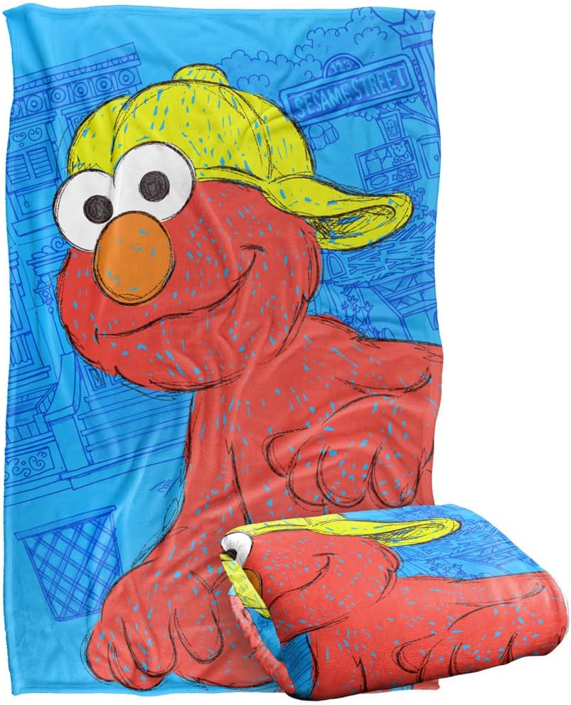 Sesame Street Blanket, 36"x58" Big Elmo On The Street Kids Silky Touch Super Soft Throw Blanket
