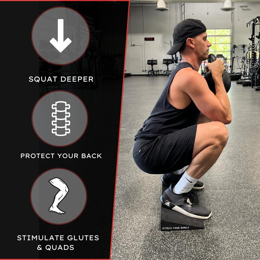 Wolf Strength Squat Wedge Block – Heel Elevated Slant Board for Squats, One-Piece Durable Workout Wedge and Weight Lifting Ramp for Improved Strength, Non-Slip Angled Incline Platform for Mobility