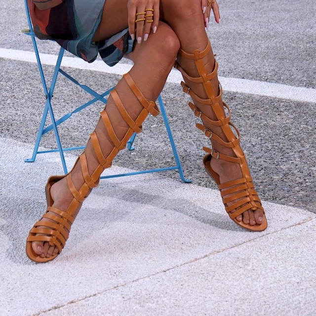 Sandales Grecques En Cuir Pour Femme - Style Gladiateur à Lacets - Semelle Plate, Orteils Ouverts - Artisanat Traditionnel - 5