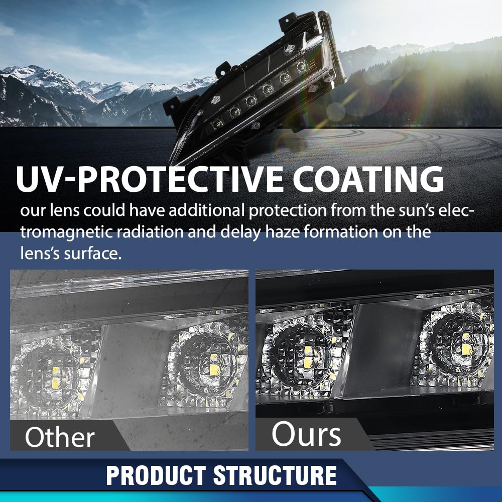 PIT66 Daytime Running Light Set Driver Passenger Left Right Side Pair Compatible with Lincoln MKC 2015-2019 EJ7Z13200D, FO2562100, EJ7Z13200C, FO2563100 Black PC PP