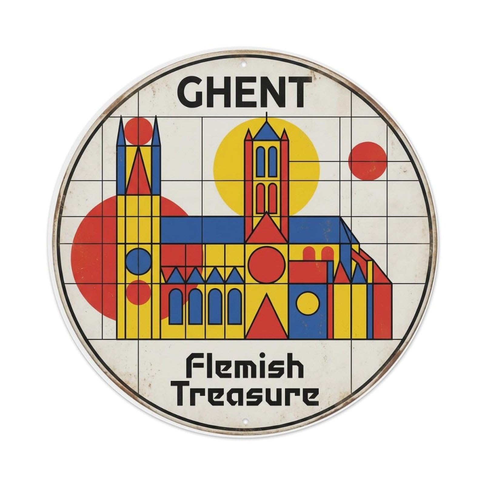 Fqnyr Style Vintage Travel Ghent Cathedral Belgium Metal Tin Sign