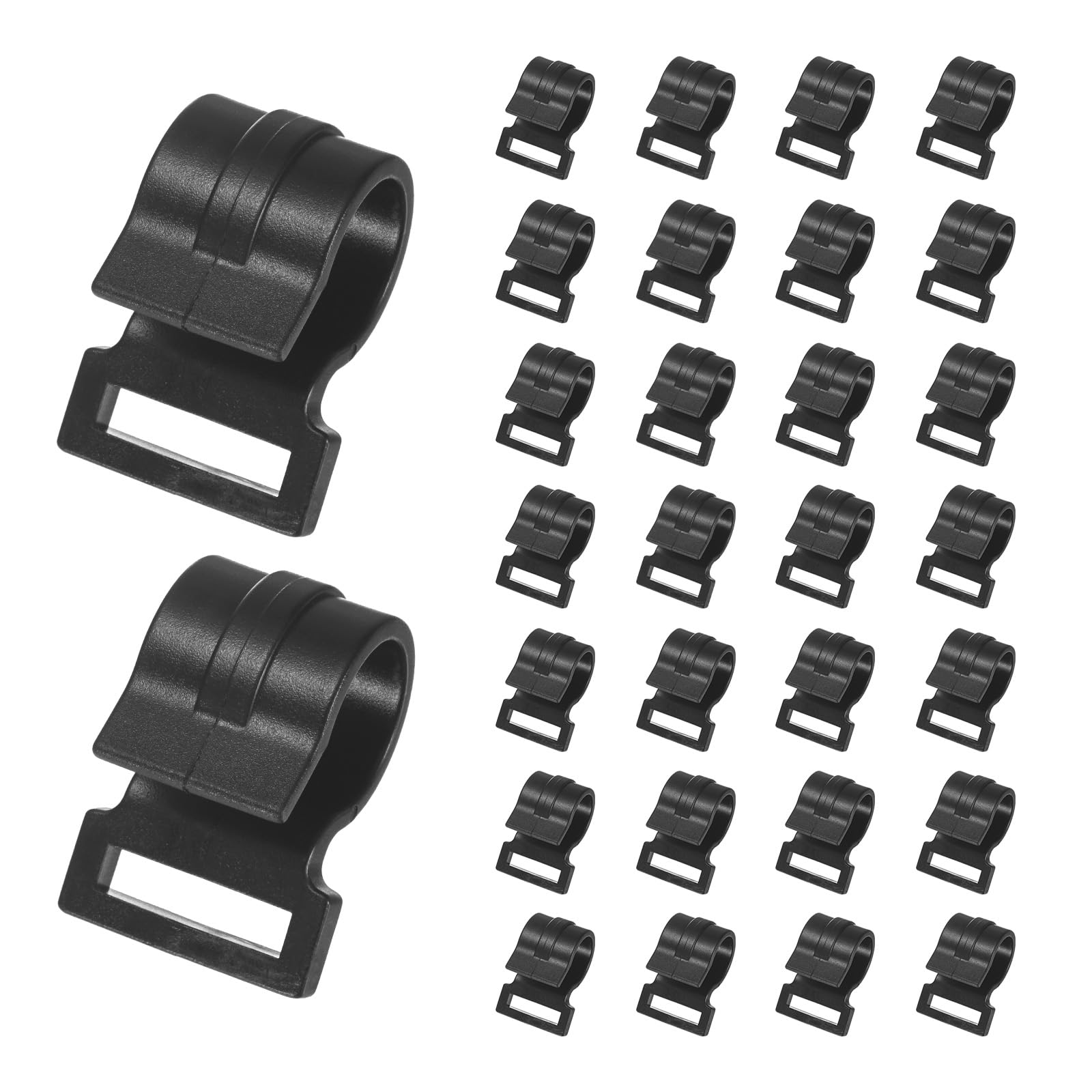 TIXIPEM 0.75IN Tent Pole Clips [30PCS] - C-Shaped Clamp Use for Camping & Awning Tent & Canopies Poles - [POM Plastic] Tent Pole Attachment Clips Webbing Strap Clamp