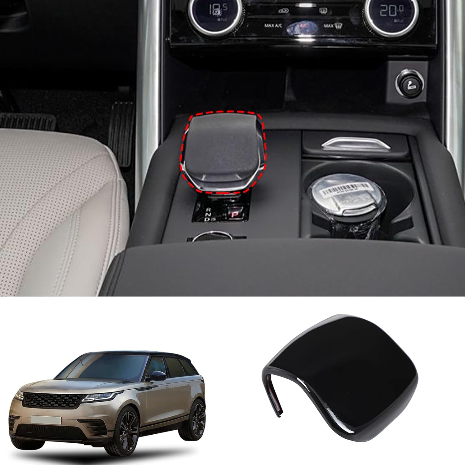 HAPPYHORSE Car Gear Shift Knob Head Cover Trim Sticker Compatible with Land Rover Range Rover Sport/Vogue 2023，VELAR/Discovery 5 2021-2023 Interior Accessories (Piano Black)