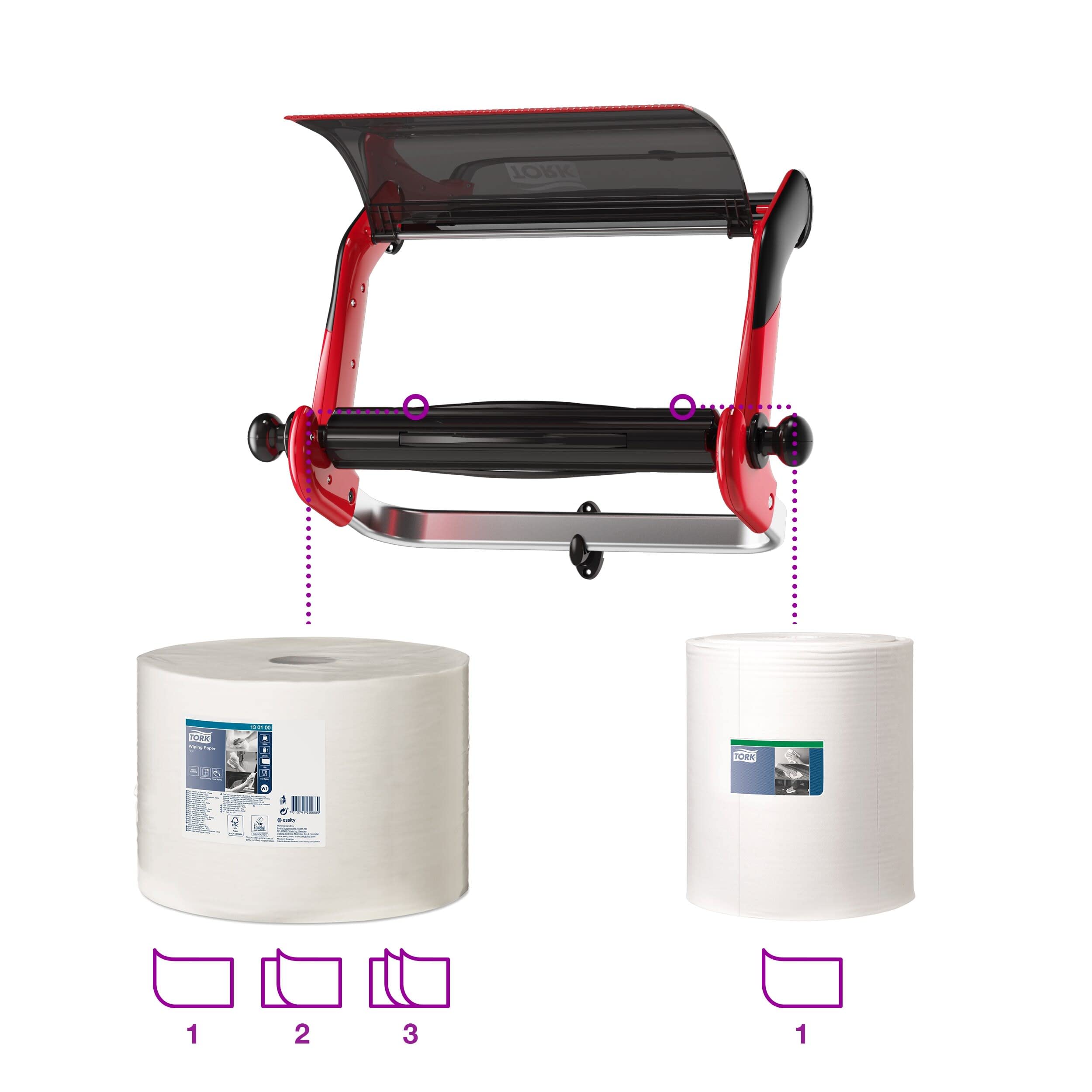 Tork 652108 Dispensador de Papel de Secado, Rojo/Negro