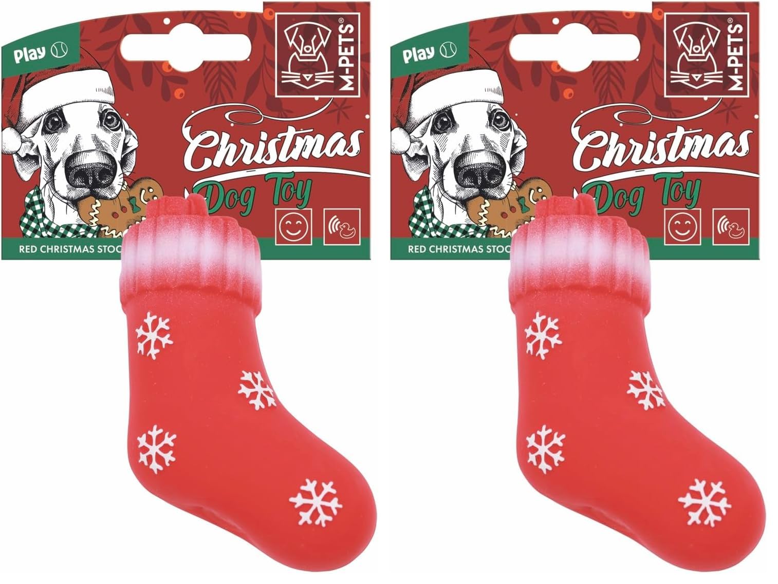 M-PETS CHRISTMAS RED STOCKING KÖPEK OYUNCAĞI 13CM (2 paketi)
