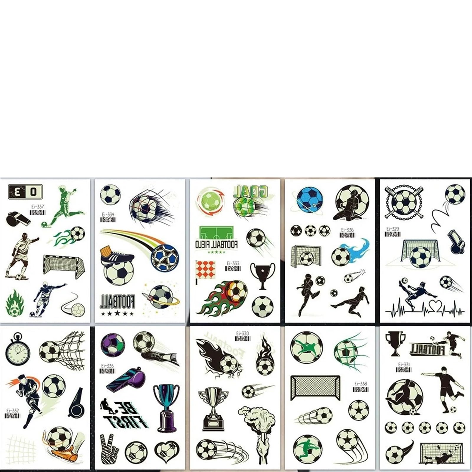 10 Sheets Cartoon Football Temporary Tattoos - Fun Waterproofing Stickers for Parties and Events