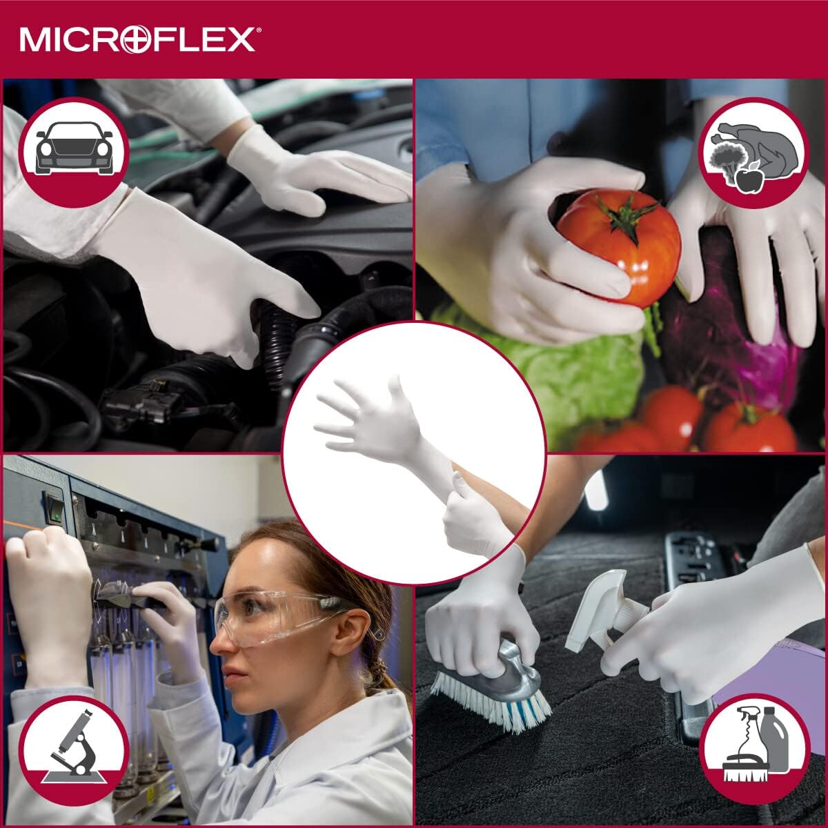 Ansell Microflex N80 Disposable Nitrile Gloves w/Full Texture for Automotive, Maintenance, Cleaning