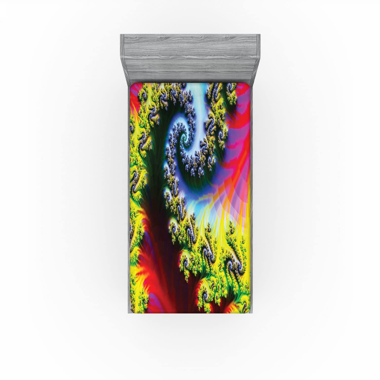 Ambesonne Astral 2 Pack Fitted Sheet, Abstract Fantasy Psychedelic, Bed Cover All-Round Elastic Deep Pockets 2 Pieces, Package Contains 2 Twin Size Fitted Sheets, Red