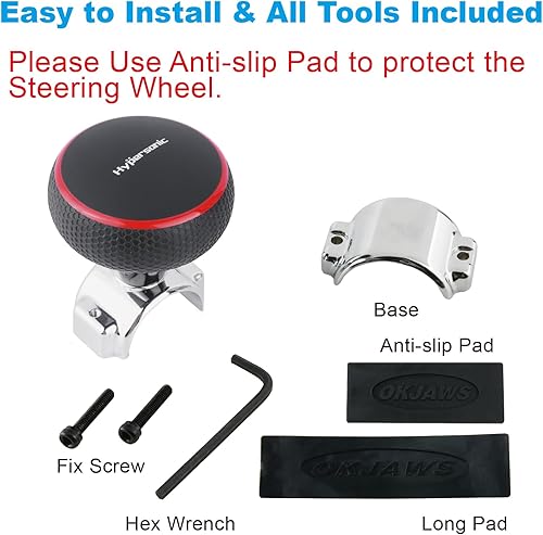 Miniatura 5 de Hypersonic Pomo giratorio grande para volante, bola giratoria para volante de vehículo, perilla suicida duradera para automóvil, SUV, camiones,