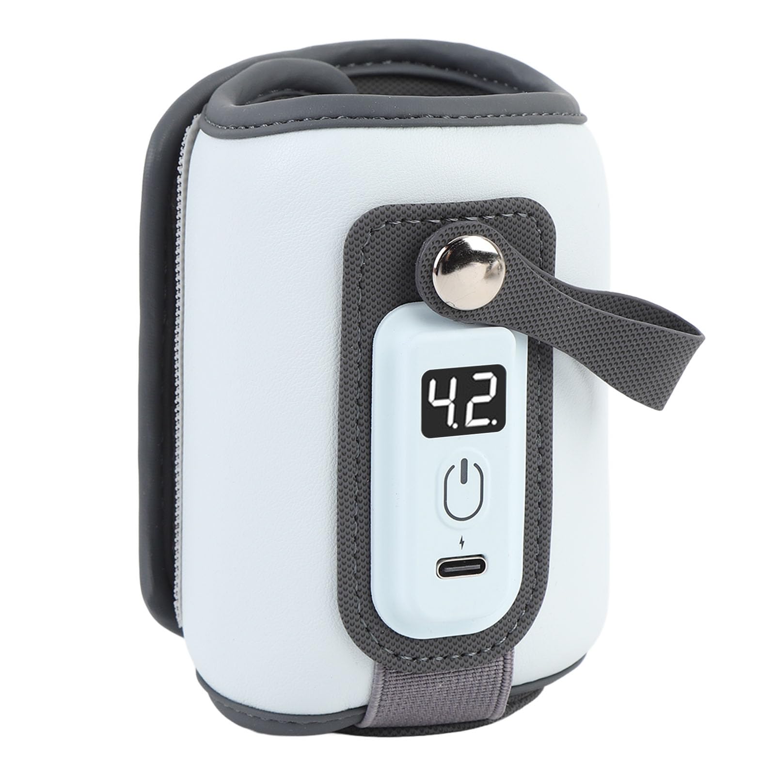 AUNMAS Portable Bottle Warmer, 5 Adjustable Temperature Settings LCD Dislay Auto Power On Off Fast Heating Baby Milk Warmer with USB Cable for Car Outdoor Travel (Blue)