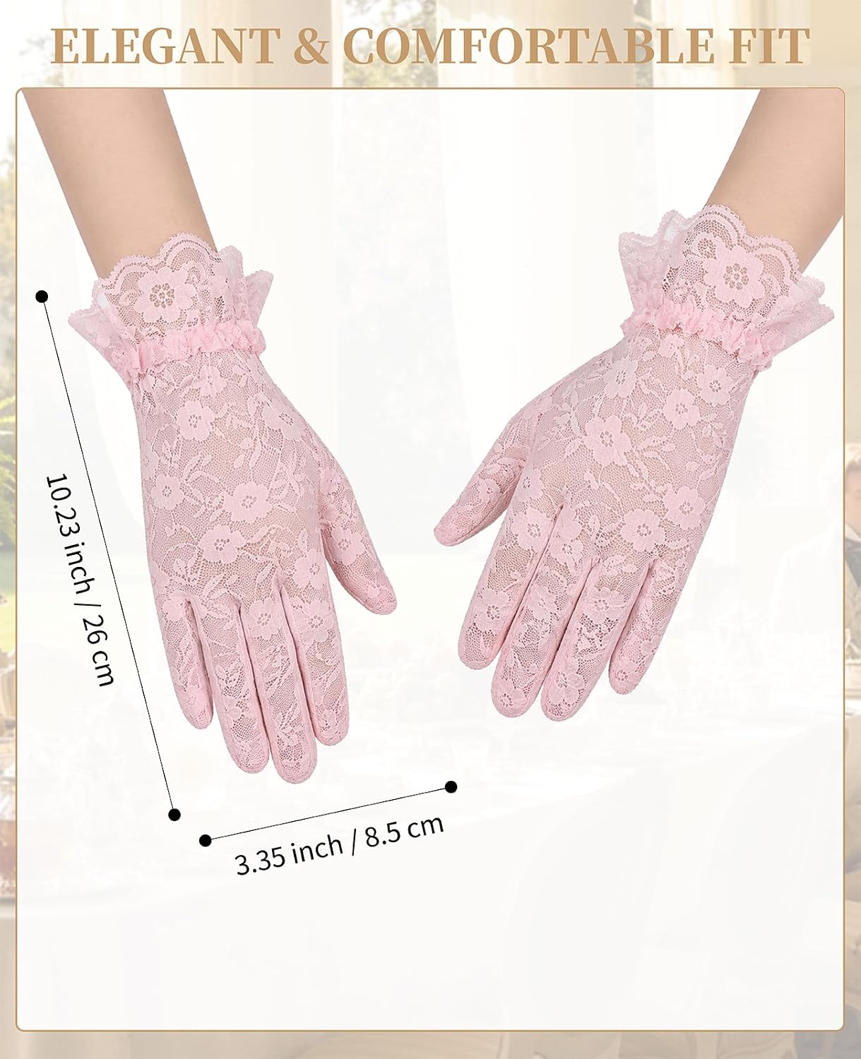 5 Pairs Lace Gloves, Elegant Short Tea Party Gloves for Women, Vintage Accessory for Wedding Opera Evening & 1920s Prom image 3