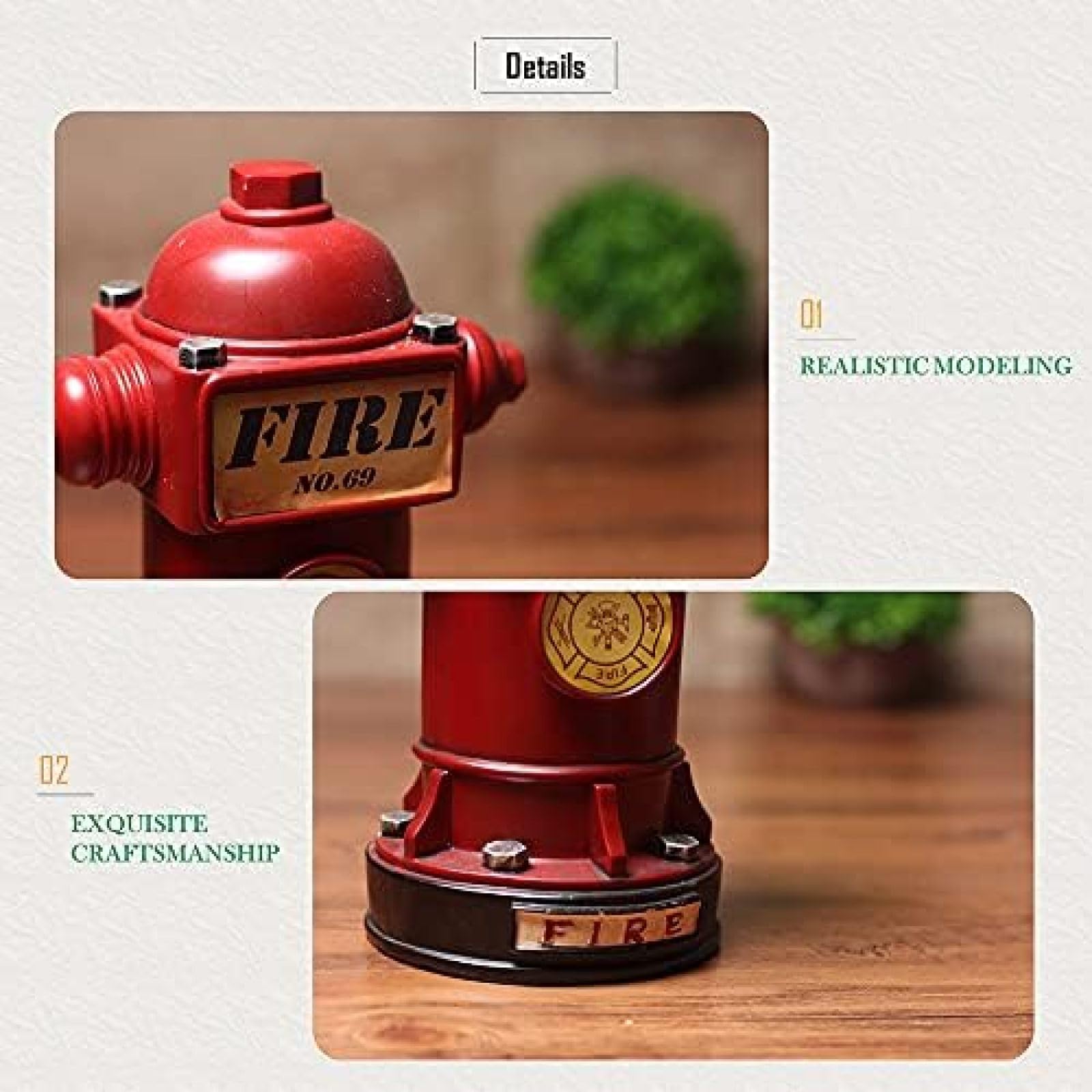 American Industrial Style Retro LOFT Feuerhydrant Home Kreative Requisiten Bar Dekorationen Display Merchandise Ornamente,Rot