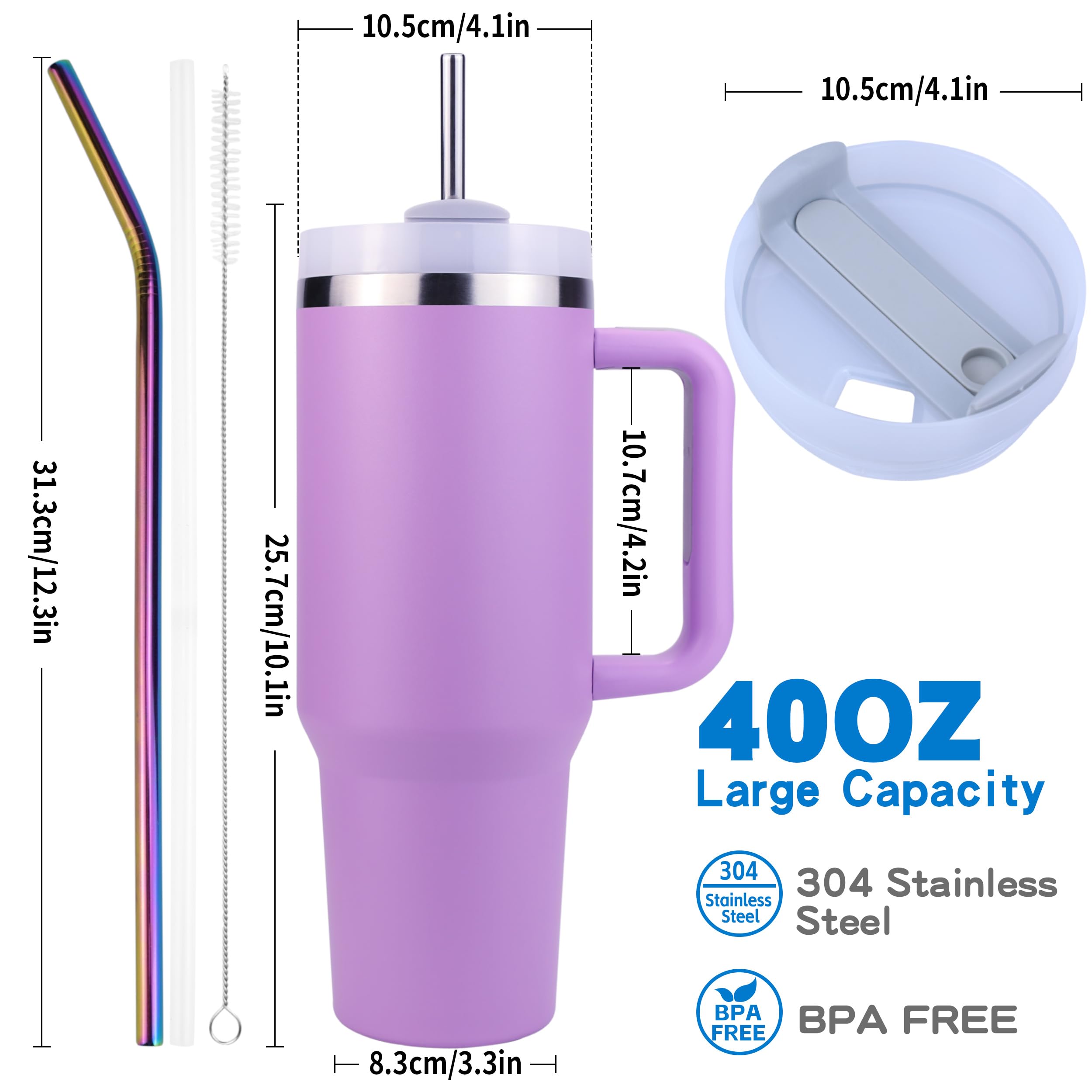 Disoza Thermobecher 40 Oz - Edelstahl, Mit Strohhalm & Deckel, Heiß/kalt Isolation