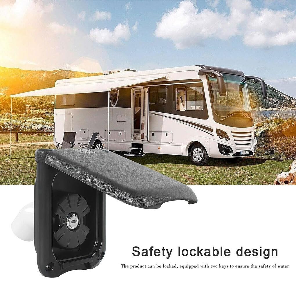 QOKLIYUI La Trappe de Remplissage d'eau Douce pour Camping-Car avec Filtre d'entrée maintient l'eau Propre et Saine, a Une Apparence étonnante et Peut prévenir, Noir