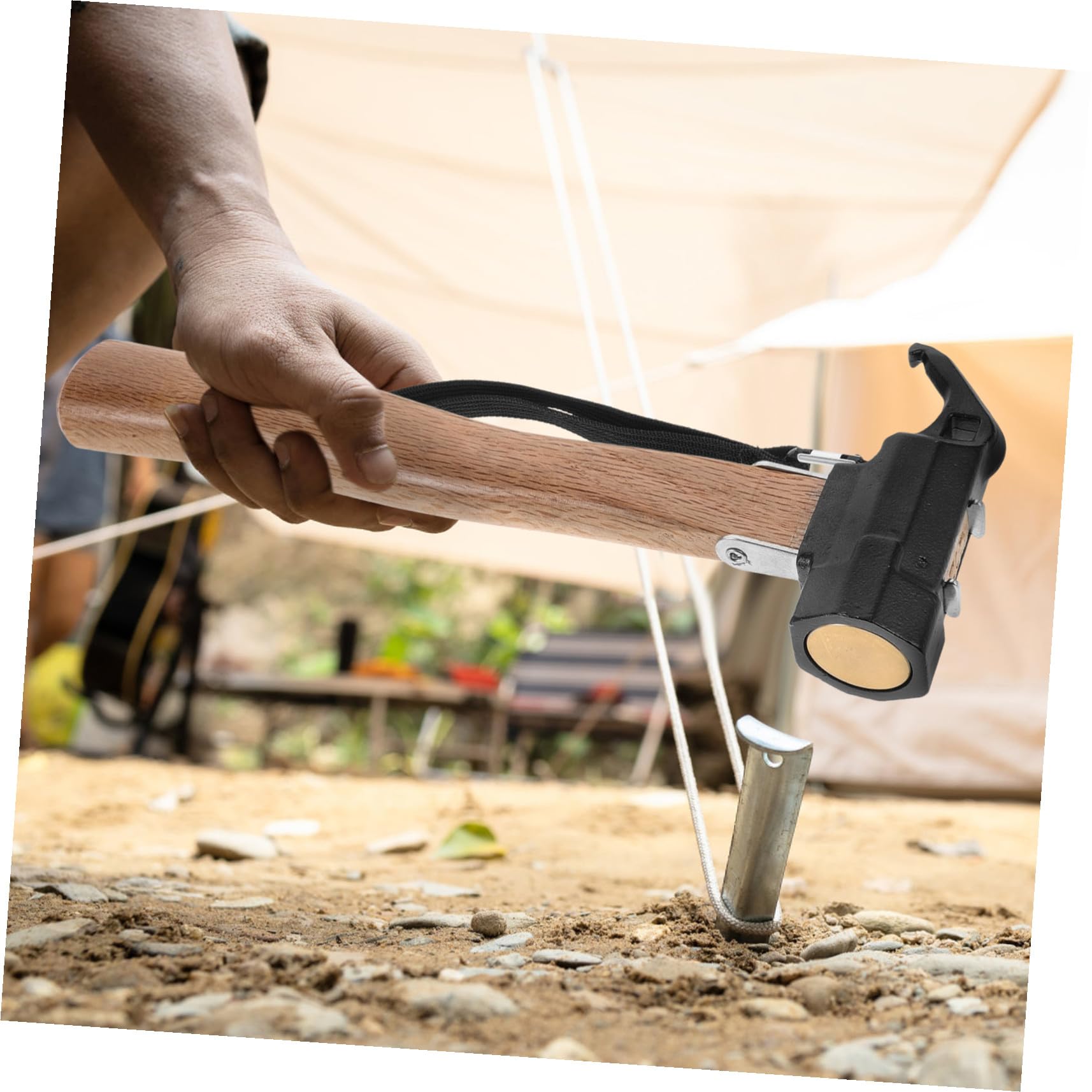 SHINEOFI Martillo De Tierra Para Camping Extractor De Clavos De Camping Resistente Herramienta Para Estacas De Para Montañismo y Excursionismo