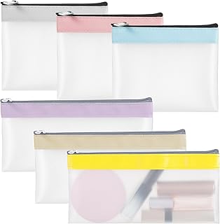 6 Pcs Clear Pouches with Zipper, Waterproof Z...