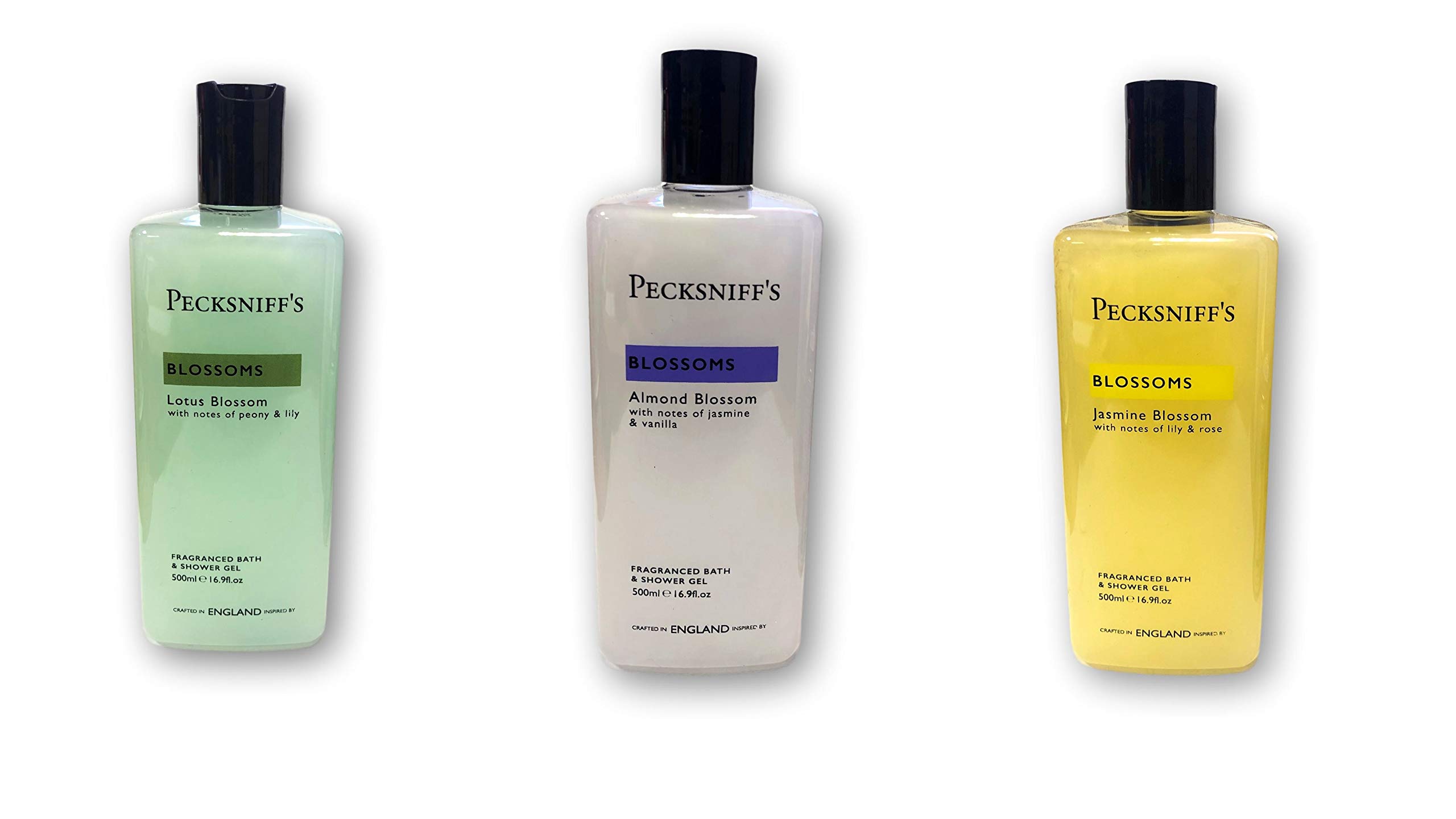 Pecksniff's Large Bundle Gift Set 3 x 500ml Blossoms Fragranced Bath & Shower Gel - Crafted in England