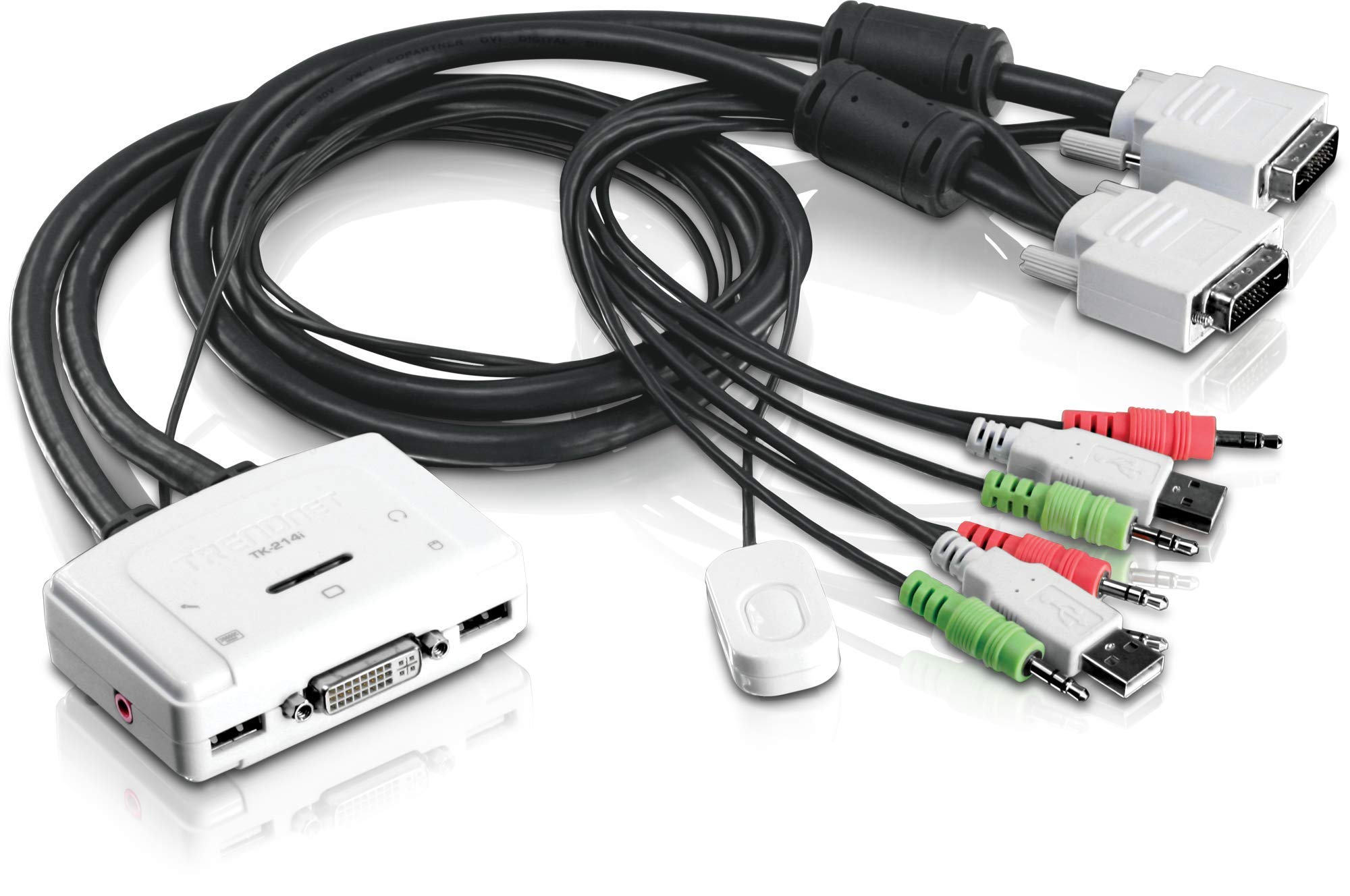 TRENDnet 2-Port DVI USB KVM Switch Kit with Audio TK-214i (White)