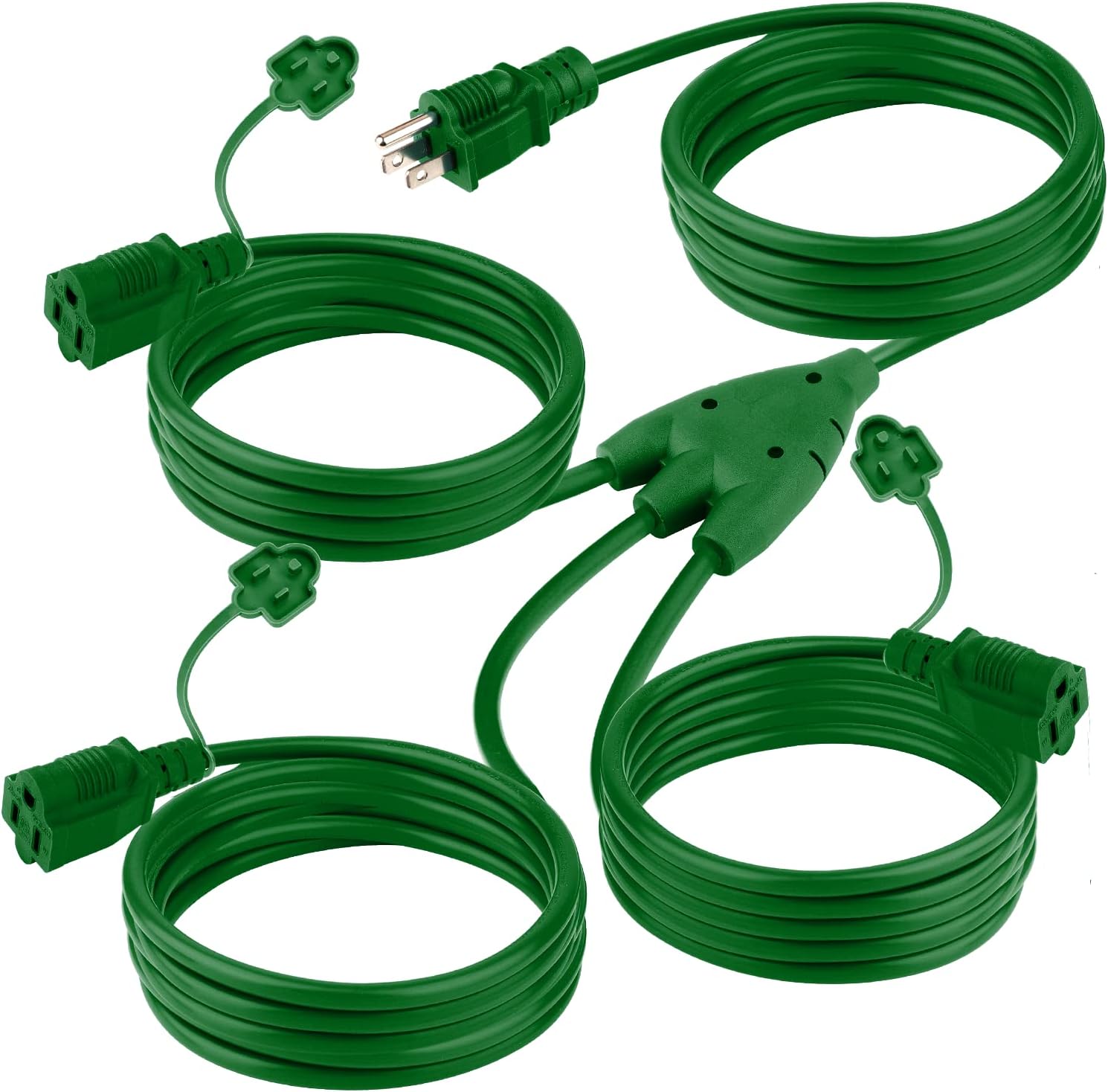 K KASONIC - 25FT Extension Cord 1 to 3 Splitter+Outdoor Light Timer Outlet for Landscaping Light, Holiday Decoration and Christmas, ETL Listed