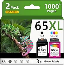 65XL Ink Cartridges Black/Color Combo Pack Replacement for HP Ink 65 HP65 XL HP65XL use for 5000 5055 3755 3700 3772 3722 2600 2622 3752 2652 2655 2640 5052 5010 Printer High Yield (2 Pack)