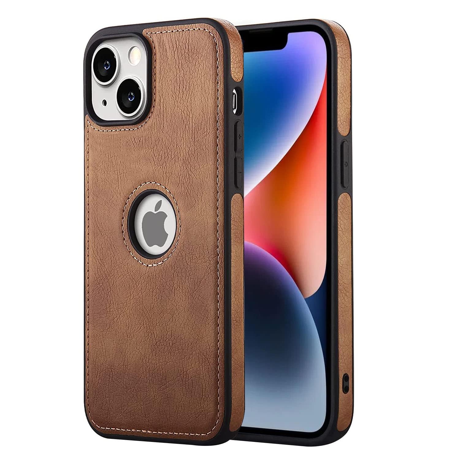 JBE I PHONE 14 Slim Premium PU Leather Classic Luxury Silicon Case Compatible Device for I Phone 14 (Brown)