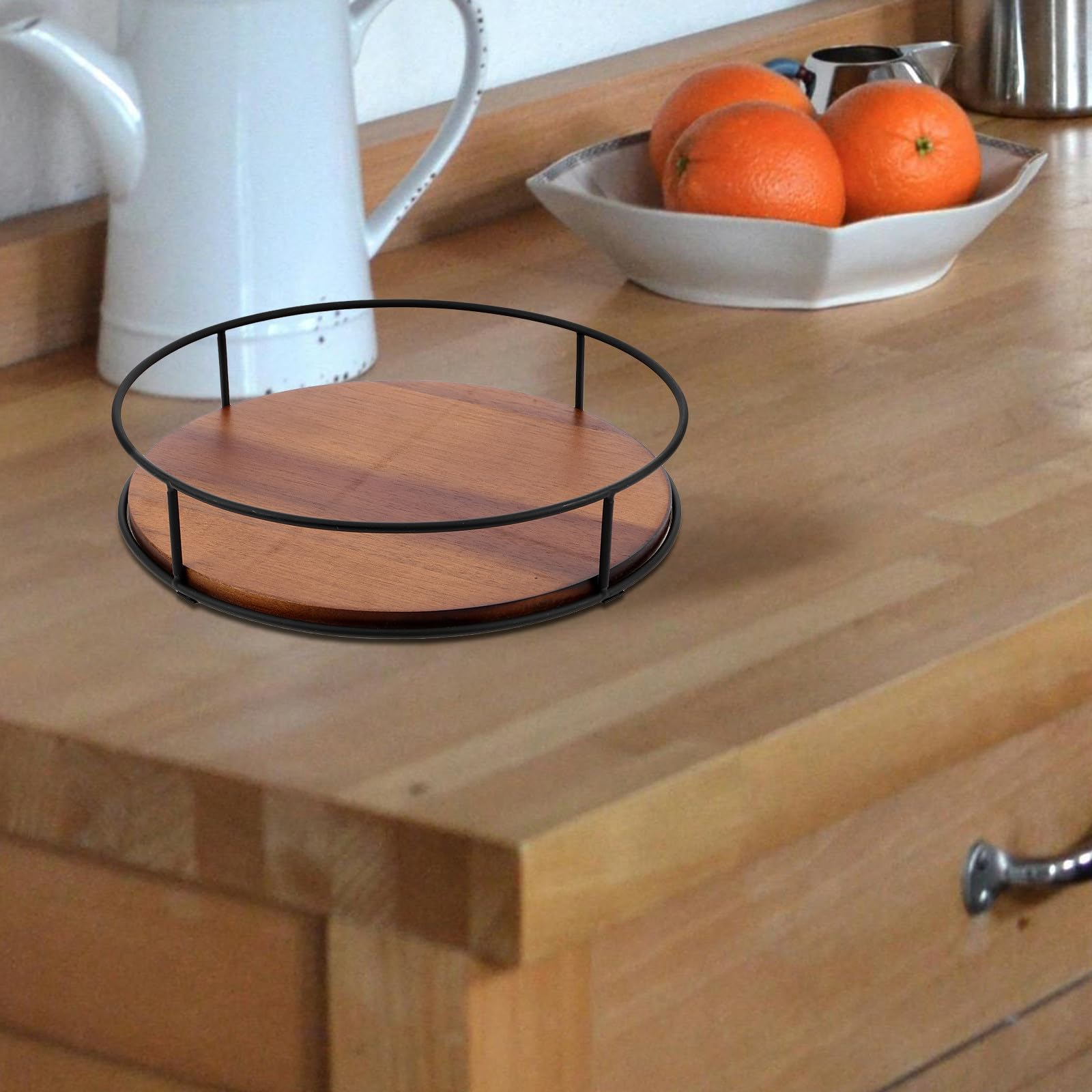 Plato Giratorio y Acabado Natural de Madera Redondo para Especias Diseño Elegante Organizador Versátil y Ahorra Espacio para Cocina y Gabinete