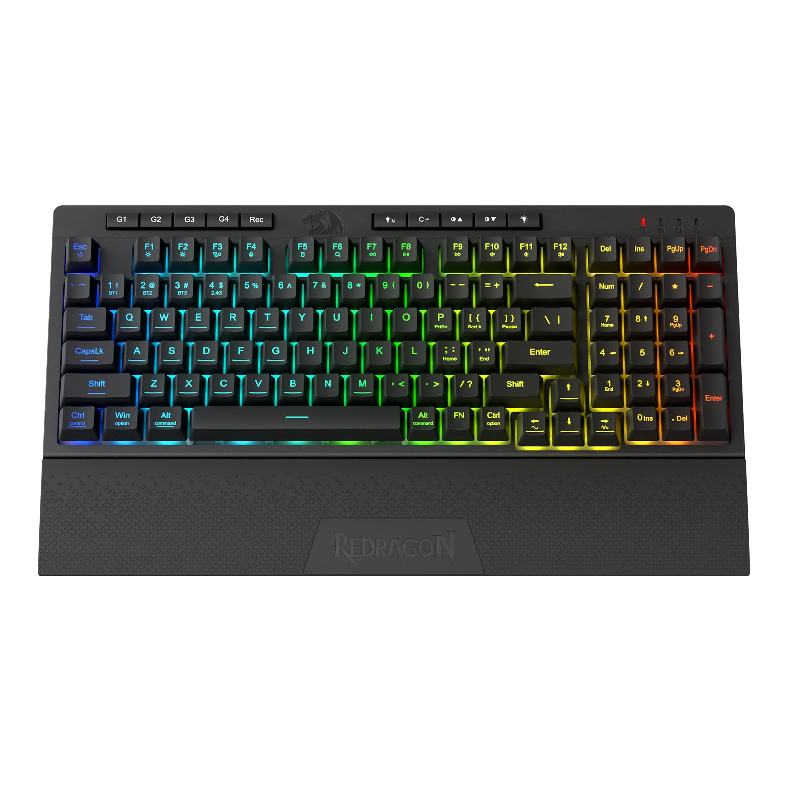 Redragon K515 PRO Shiva RGB Tastiera da gioco a membrana wireless, tastiera meccanica a 98 tasti con interruttore lineare, tasti macro e multimediali integrati, poggiapolsi rimovibile US LAYOUT