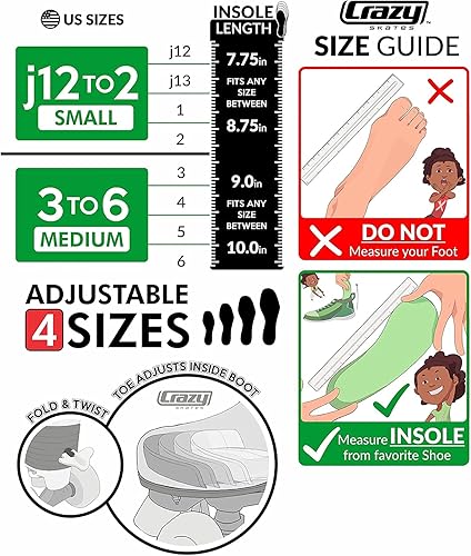 Miniatura 3 de Crazy Skates Patines ajustables de tamaño Trolls, con amapola o púas de Trolls