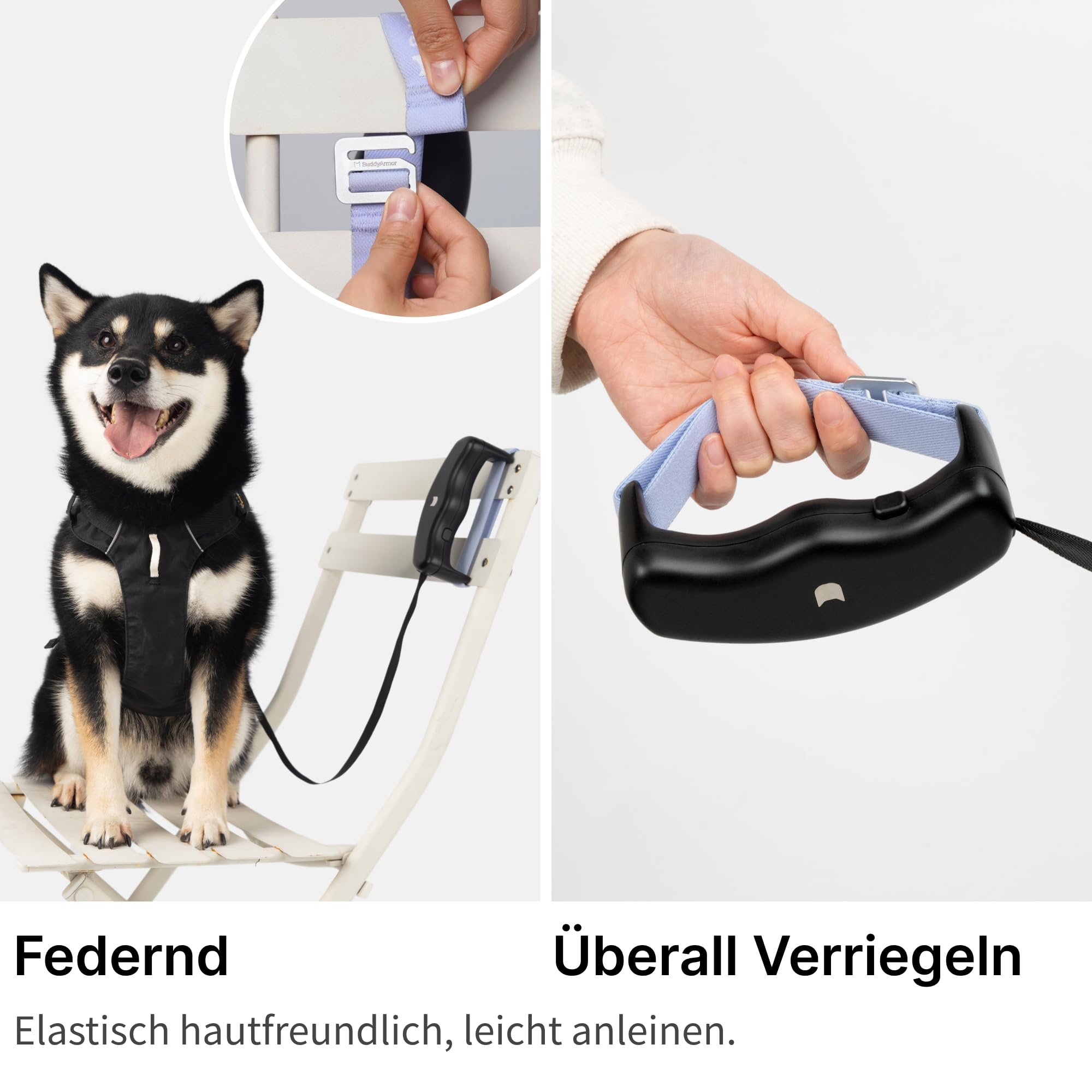 Einziehbare Hundeleine & Katzenleine für kleine Hunde und Katzen bis 15 kg, 1,7 m Rollleine mit Komfortgriff, Schnellbremse, Sicherem Schloss, 360° Verwicklungssicher (Schwarz, S)