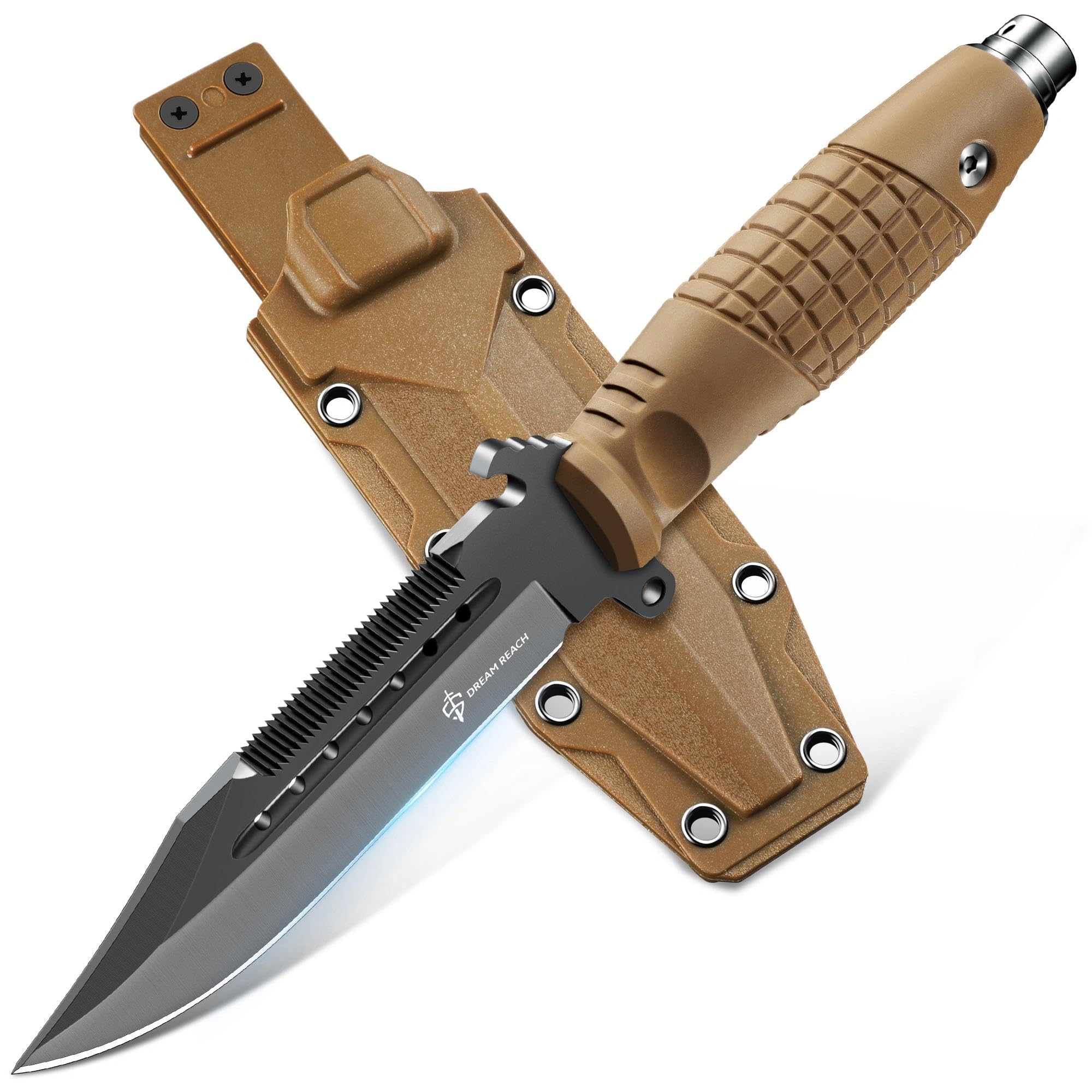 Dream Reach Outdoor Messer Survival, Scharfe Messer Feststehende Klinge mit Kydex Scheide, Camping Messer Geschenke für Männer