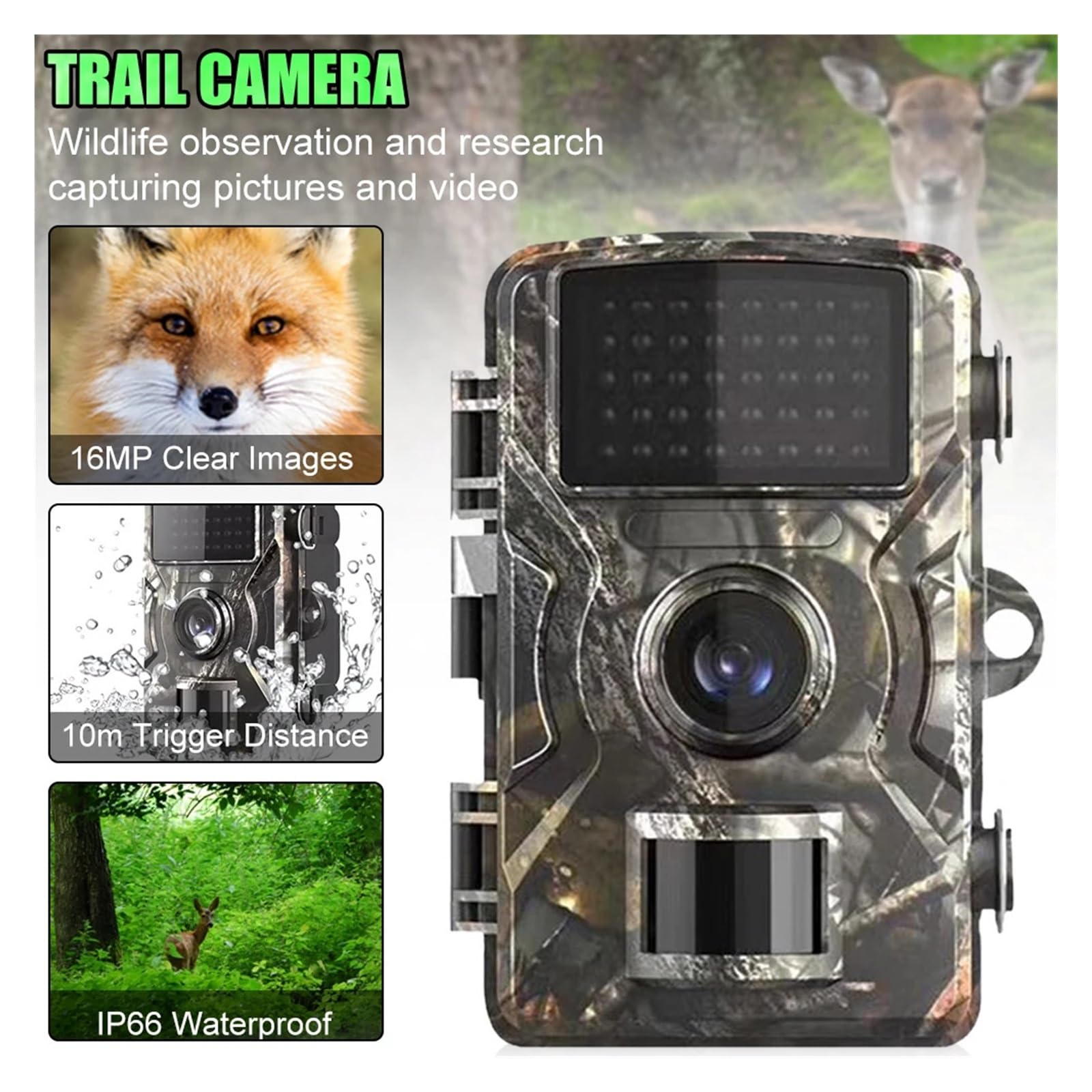 128 GB Kamera Obserwacyjna Myśliwska Dzikiej Przyrody Noktowizor Aktywowana Ruchem Zewnętrzna Leśna Spust Do Obserwacji(Camera With 32GB TF)